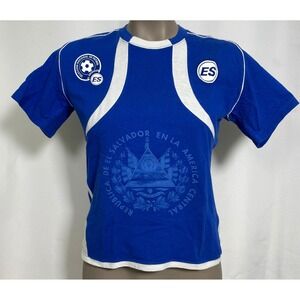 El Salvador National Football Team Blue Soccer Jersey T-Shirt Juniors MEDIUM